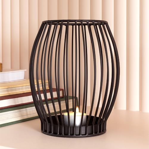 Porte-Bougie Gadgy Noir - Grand photophore pour Bougies - Porte-Bougie Noir - Lanterne de décoration pour Salon - Décoration de Bougies en métal - Lanterne Noire - 16,7 x 18 cm - Image 9