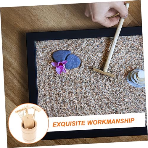 POPETPOP 1 Jeu Ensemble d'outils Zen Ornements de Jardin Shinto kit Jardin Zen Jardin Zen Cercueil Méditation Accessoires Décoration Jardin Zen Outil de râteau Artisanat de râteau en Bois - Image 7