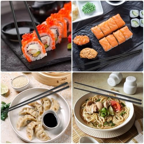 AMFUN 5 Paires Baguettes Chinoises, 24cm Baguettes Alliage Acier Inoxydable, Réutilisable Baguette en Métal avec Motif Fleur de Cerisier, pour Maison Cuisine Hôtel - Image 6