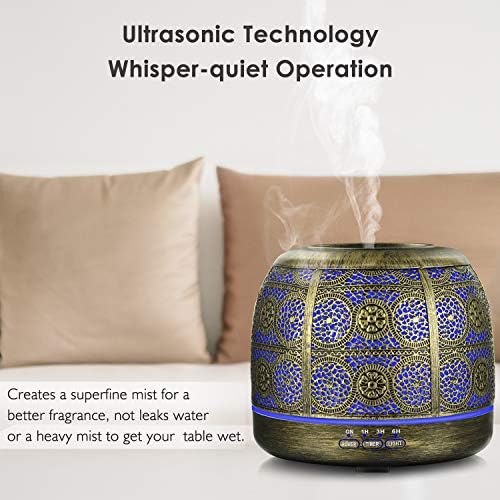 SALKING Diffuseur d'Huile Essentielle, 500ml Ultrasonique Diffuseur Huiles Essentielles Electrique, Humidificateur d'air avec 7-Couleurs Changeantes Arrêt Automatique pour Chambre/Spa/Yoga/Massage - Image 5