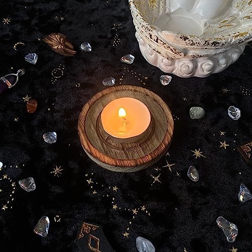 | Bougeoir Pentacle,avec Plateau à Bijoux en Bois avec Motif Pentagramme pour décor Vintage pour Maison Mariage Povanjer - Image 7