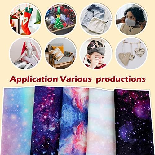 Souarts 5 Pcs Tissus Coton Couture 50 x 50 cm Imprimé Etoiles Galaxy Tissu Carré Patchwork Paquet de Tissu pour Loisir Créatifs DIY Couture Scrapbooking Artisanat - Image 6