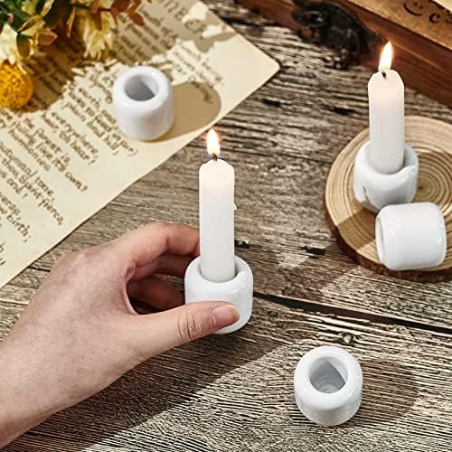 AHANDMAKER 5 pièces Bougeoir en Porcelaine Blanche, Bougeoir Mini Rituel, Tasse Chandelier Colonne pour Casting Chimes, Rituels, Bougie Allumage, Décoration D'Intérieur - Image 4