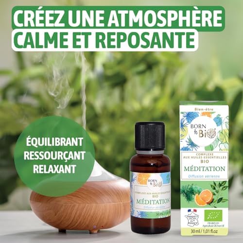Born to Bio Complexe aux Huiles Essentielles BIO : Méditation - Huiles Essentielles pour Diffuseur - Certifié EcoCert - 30ml - Image 4
