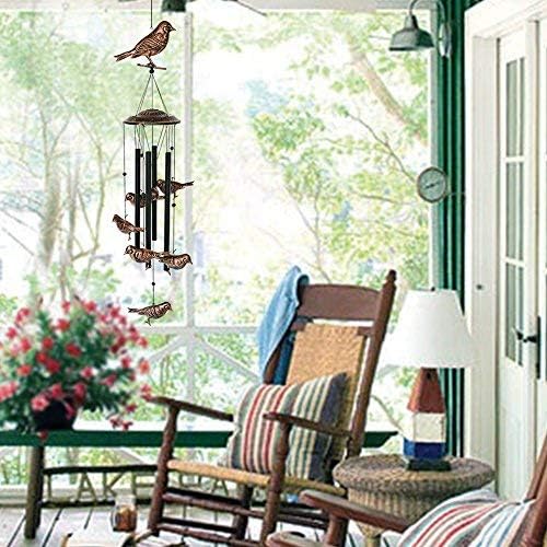Blessedland oiseaux carillons-4 tubes créux en métal -Wind Bells et oiseaux wind chime avec s crochet coulet Interieur et extérieur noir, cuivre l 36x dia.4.72 Pouces - Image 7