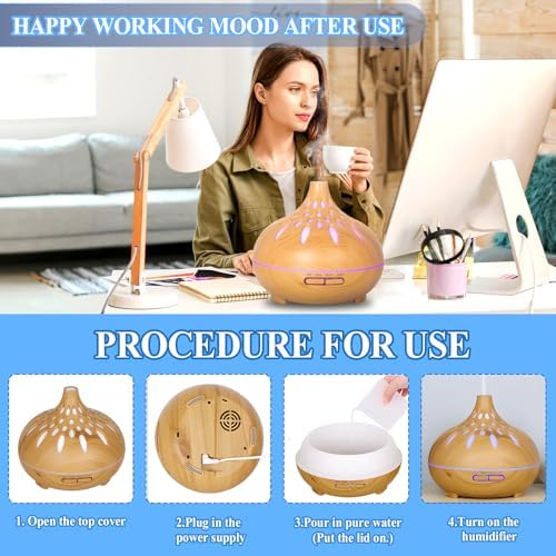RDDAIPE Diffuseur Huiles Essentielles,500ml Ultrasonique Diffuseur D'huiles Essentielles,7 LED Diffuseur Parfum Electrique avec Télécommande, Diffuseur Arômes Humidificateur Aromathérapie pour Maison - Image 6