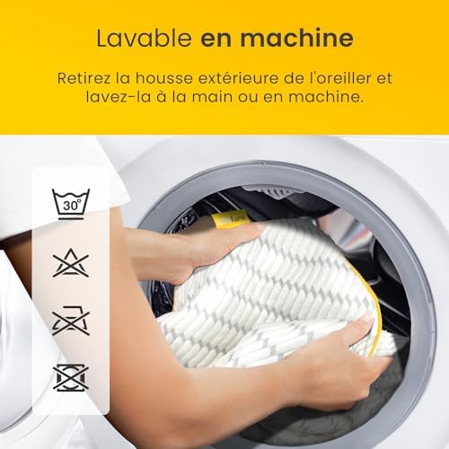 Cosi Home Lot de 2 Oreillers à mémoire de Forme 71x45 cm - Coussin Respirant Blanc avec Housse en Bambou, Hauteur réglable, Lavable en Machine, pour Dormir sur Le Dos, Le côté ou Le Ventre - Image 8