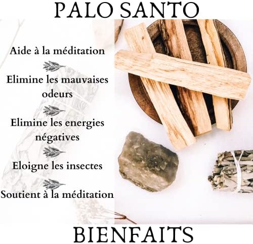 Coffret 2 Bâtons Sauge Blanche Purification à Bruler Coquille Ormeau | 2 Torches de Sauge | 2 bâtonnets Palo Santo (Bois de Santal)|Trépied | Encens Naturel 100%-Ebook l'art de la Fumigation(PDF) - Image 5