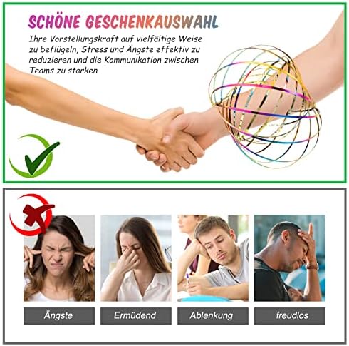 BBTO 2 Jouets Anti-Stress Interactifs Multi-Sensoriels Anneaux de Flux Magique à Ressorts 3D Bracelet Magique en Acier Inoxydable Anneaux Cinétiques Éducatifs avec Sac en Velours (Dégradé Métallique) - Image 5