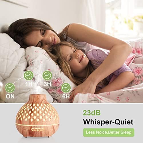 Czemo Diffuseur d'Huiles Essentielles 400ML, Diffuseur de Parfum Electrique avec Télécommande Humidificateur Ultrasonique Diffuseur Aromathérapie pour la Maison, Yoga (Bois #2) - Image 4