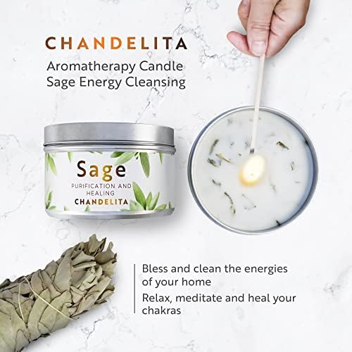Chandelita Sauge Blanche Purification A Bruler en Deux Formats - Encens Sauge Blanche Purification - Sauge À Bruler - Baton De Sauge Blanche Purification A Bruler - avec Feuille De Sauge - Smudge - Image 2