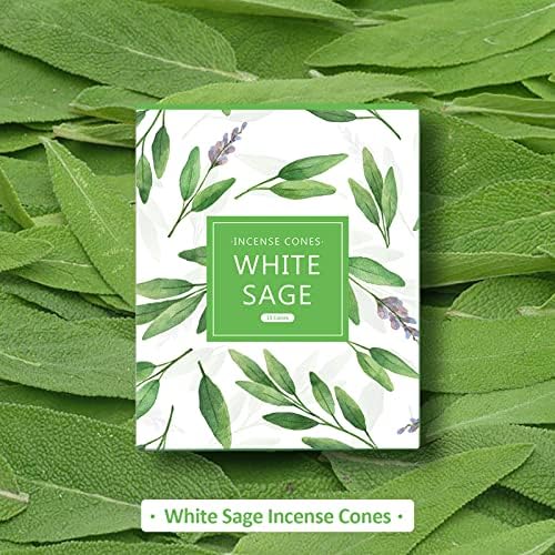 Scentorini Cônes d'Encens, assortiment Encens Cone 120pcs, Sauge Blanche Parfum Cons, AVEC Support de Blesons d'Ences - Image 8