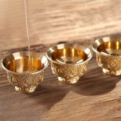 WNXGNHO Cuivre Tibétain Huit Symboles Chance offert Bol Tasse d'eau Bénite pour Le Rituel Bouddhiste Bouddha Décoration Maison - Image 5
