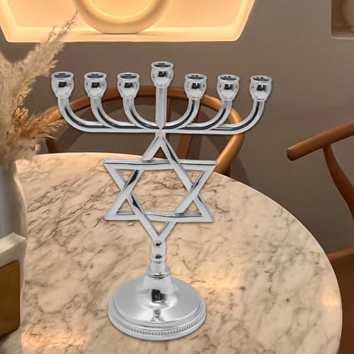BELOWSYALER Lustre Hanoukka en métal avec 7 branches en forme d'étoile - Image 3