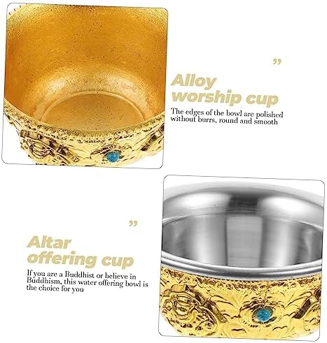 Ciieeo 5 Pièces Tasse D'eau Saint Plaque Décorative Bol Coupe D'autel Coupe D'offrande Pour Bouddha Rituel Païen Feng Bouddhiste Sacrifier Accessoire Pot Décoration D'époque Shui Alliage - Image 6