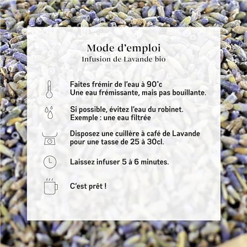 MON INFUSION BIO - Lavande Bio En Fleurs Entières - Pour Tisanes Et Infusions - Pour Recettes Maisons - Sublimez Votre Thé - Sélection De Premier Choix - Lavandula Angustifolia - 50 g - Image 4