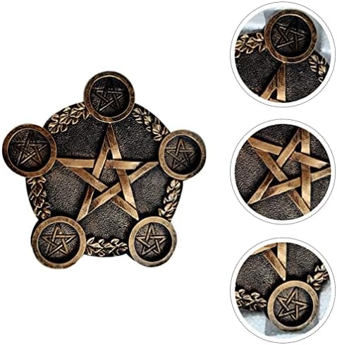 Pentagramme Photophore vintage carillon étoile bougeoir plateau astrologie pentacle plaque sorcellerie quatre nuls couler wiccan tarot quatrenitures - Image 3