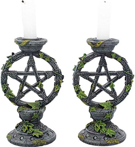 Nemesis Now Wiccan Lot de 2 bougeoirs Pentagramme en résine Noir 15 cm - Image 4