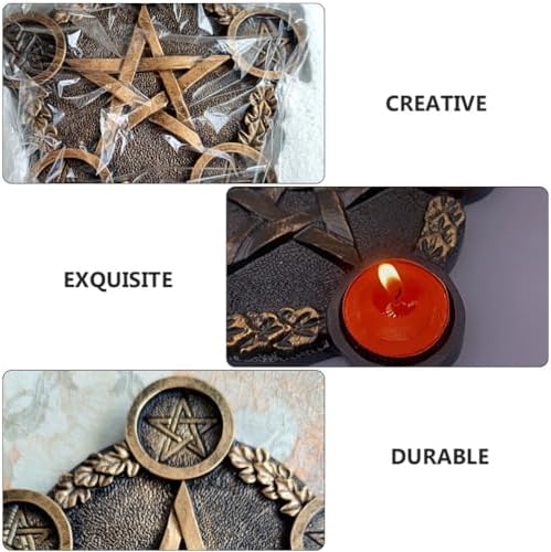 Pentagramme Photophore vintage carillon étoile bougeoir plateau astrologie pentacle plaque sorcellerie quatre nuls couler wiccan tarot quatrenitures - Image 9