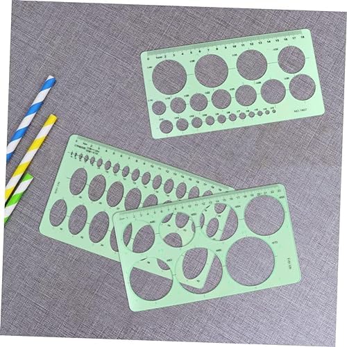 3 Pièces Modèles De Mesure Règle Géométrique,Formes Rondes Et Polyvalentes Règle géométrique Multifonctionnelle Regle Pochoir,Gabarit Cercle pour Ensembles de Bureaux et Bureaux - Image 7