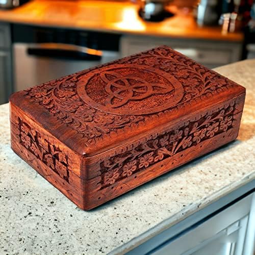 Ajuny Boîte à Bijoux en Bois Fais à la Main Sculptée à la Main Rangement en Bois de Rose pour femme, mini organisation - Image 2