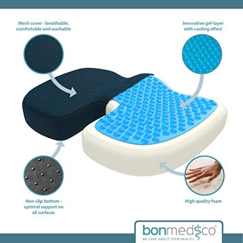 bonmedico Coussin Chaise Bureau - Coussin Orthopédique et Ergonomique en Mousse à Mémoire de Forme - Large, Bleu - Image 3