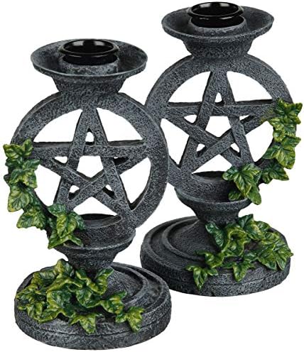 Nemesis Now Bougeoir avec Motif de Pentagramme Vieilli - Gris, 13,4 cm - Image 2