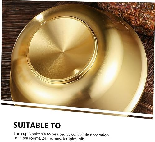 CRAFTHROU Tasse Sainte De Table Coupe Sacrée Tasse De Bouddhisme De Bureau Bol Tasse De Bouddhisme Résistante à L'usure Photophore Votif Bol D'autel Coupe D'offrande Cuivre Golden - Image 5
