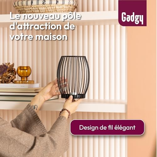 Porte-Bougie Gadgy Noir - Grand photophore pour Bougies - Porte-Bougie Noir - Lanterne de décoration pour Salon - Décoration de Bougies en métal - Lanterne Noire - 20 x 23 cm - Image 2