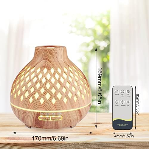 Czemo Diffuseur d'Huiles Essentielles 400ML, Diffuseur de Parfum Electrique avec Télécommande Humidificateur Ultrasonique Diffuseur Aromathérapie pour la Maison, Yoga (Bois #2) - Image 7