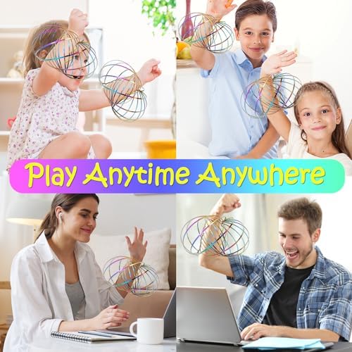 Yeefunjoy 2 Pcs 3D Anneaux de Flux, Magic Flow Ring, Jouets sensoriels Anti-Stress Interactifs, Anneaux de Flux Magique à Ressorts, Flow Anneaux Cinétique Stress Soulager Jouet pour Adultes Enfants - Image 6