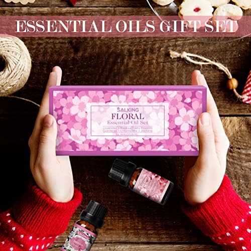 Salking Floral Huiles Essentielles, 6x10ml 100% Huile Essentiellle Bio pour diffuseurs, humidificateurs, massage, lavande, rose, jasmin, camomille, garddénia, fleurs de Cerisier - Image 7