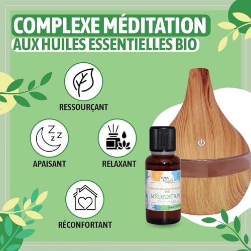 Born to Bio Complexe aux Huiles Essentielles BIO : Méditation - Huiles Essentielles pour Diffuseur - Certifié EcoCert - 30ml - Image 2