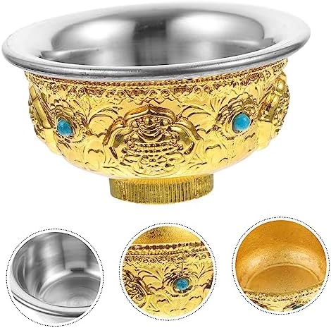 Ciieeo 5 Pièces Tasse D'eau Saint Plaque Décorative Bol Coupe D'autel Coupe D'offrande Pour Bouddha Rituel Païen Feng Bouddhiste Sacrifier Accessoire Pot Décoration D'époque Shui Alliage - Image 4