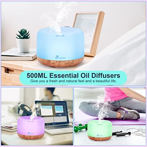 Diffuserlove Diffuseur d'Huiles Essentielles Electrique 500ML Télécommande Arômes Humidificateurs avec Design Muet, Minuterie et Arrêt Automatique sans Eau pour Bureau Salon, LED - Image 4