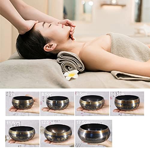 Bol chantant, MKNZOME 3.15'' bol chantant tibétain fabriqué à la main avec pierres de chakra Bol sonore de méditation pour thérapie sonore tibétaine,guérison, yoga, Soulagement de Stress et Anxiété - Image 4