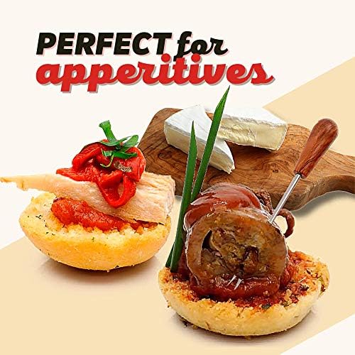DOJA Barcelone | Fourchette à Escargots | Paquet 12 | Pic Métallique Réutilisable Avec Base En Bois | Ustensiles pour pic Apéritif, Verre à Cocktail, décoration, Entre Autres utilisations… - Image 7