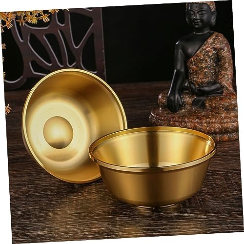 CRAFTHROU Tasse Sainte De Table Coupe Sacrée Tasse De Bouddhisme De Bureau Bol Tasse De Bouddhisme Résistante à L'usure Photophore Votif Bol D'autel Coupe D'offrande Cuivre Golden - Image 7
