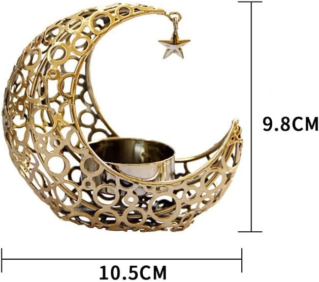 Zalati Bougeoir en forme de croissant de lune en métal pour décoration romantique de la maison - Image 6