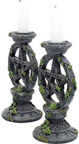 Nemesis Now Wiccan Lot de 2 bougeoirs Pentagramme en résine Noir 15 cm - Image 5