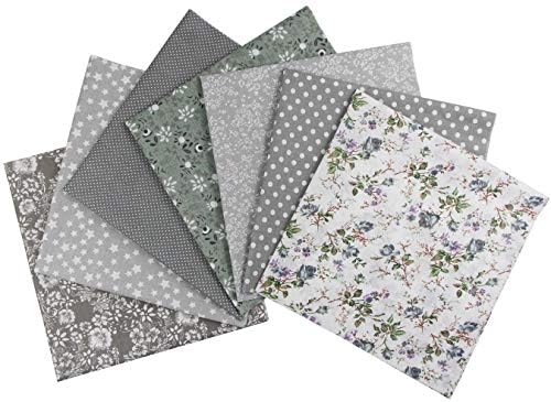 aufodara Tissus Coton 7 pièces 50 x 50 cm Imprime Textile Patchwork Chiffons Couture Quilting DIY Tissu à la Main en Tissu à Coudre Couture Artisanat (Gris)
