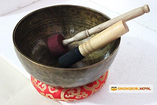 Bol chantant sculpté mantra de 25,4 cm pour la méditation, gravure, art tibétain, guérison et therapie musicale du népal - Image 5