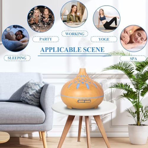 RDDAIPE Diffuseur Huiles Essentielles,500ml Ultrasonique Diffuseur D'huiles Essentielles,7 LED Diffuseur Parfum Electrique avec Télécommande, Diffuseur Arômes Humidificateur Aromathérapie pour Maison - Image 7