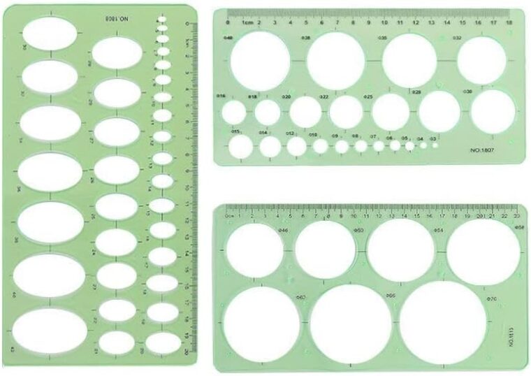 3 Pièces Modèles De Mesure Règle Géométrique,Formes Rondes Et Polyvalentes Règle géométrique Multifonctionnelle Regle Pochoir,Gabarit Cercle pour Ensembles de Bureaux et Bureaux