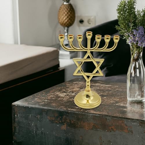 BELOWSYALER Lustre Hanoukka en métal avec 7 branches en forme d'étoile - Image 8