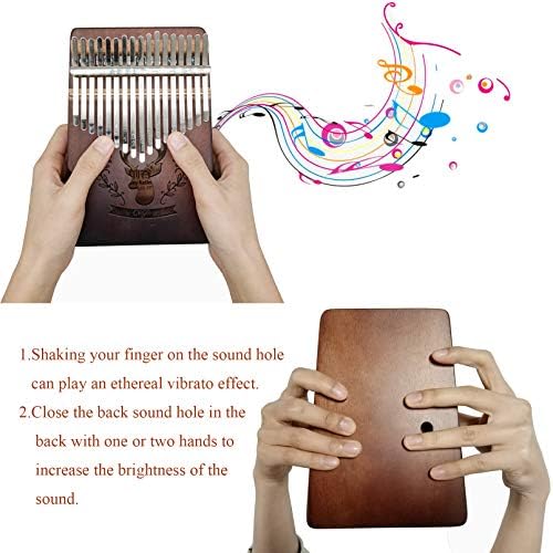 BelonLink Kalimba 17 Clés Pouce Piano, avec instructions d'étude, Tuning Hammer, Portable sac, bois Acajou, Haute Qualité pour Les enfants adultes débutants, Cadeau Musical (Marron) - Image 3