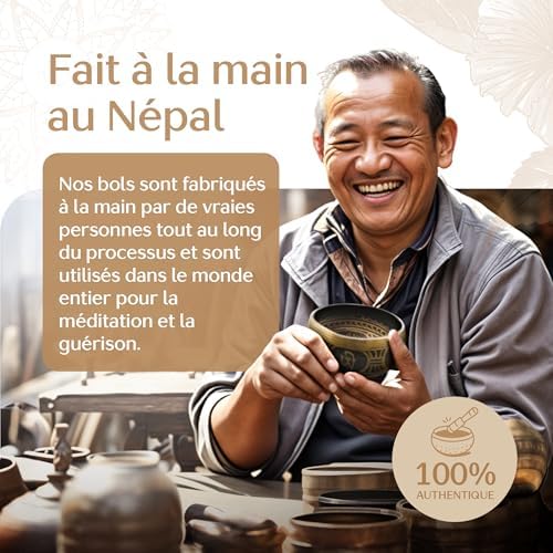 Bol Tibétain – Bol Tibétain Chantant pour la Purification et la Méditation – Silent Mind – Bol Méditation – Inclut un Maillet avec Prise en Main Type Crayon et un Coussin - Image 5