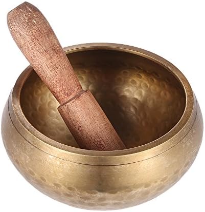 Btuty Bol chantant tibétain fait à la main en métal de 7,6 cm avec bâton pour bouddhisme, méditation, guérison, relaxation, yoga