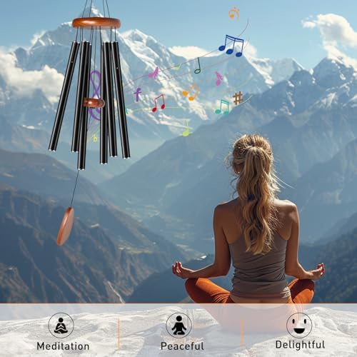 CasaCulina Grand carillon éolien en aluminium pour extérieur, 91,4 cm, ambiance zen, carillon éolien, ton profond et apaisant, carillon à vent pour extérieur, terrasse, porche, décoration à - Image 4