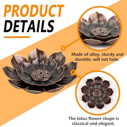 2pcs porte encens de lotus en laiton, 6 x 1 cm Brûleur d'Encens en bâton, support Encens, 6 trousseur collecteur de cindres pour la Maison Bureau Yoga Salle - Image 2